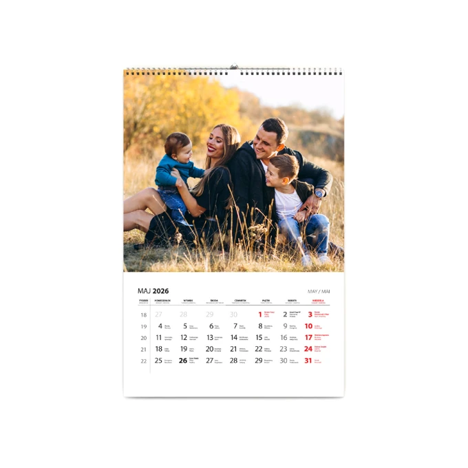 Personalizowany kalendarz ze zdjęciami na 2026 rok ścienny 13 stron na prezent A4