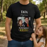 Koszulka ze zdjęciem i imieniem dla taty czarna męska