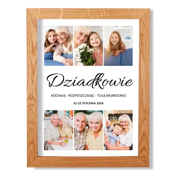 Prezent dla Dziadków kolaż zdjęć w ramie fotoplakat z dedykacją 30x40 cm
