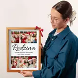 Fotoobraz na płótnie Rodzina własny tekst imiona kolaż zdjęć w drewnianej ramie 30x40 cm