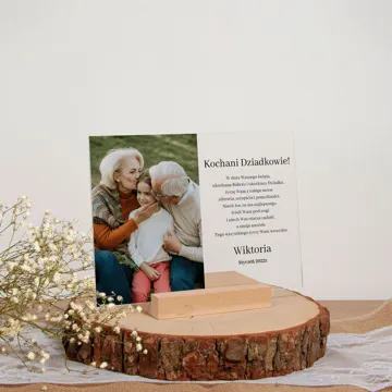 Ramka podziękowanie na szkle akrylowym ze zdjęciem i tekstem 15x21 cm