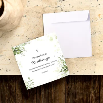 Personalizowana kartka z imieniem dziecka na podziękowania dla chrzestnych na chrzest