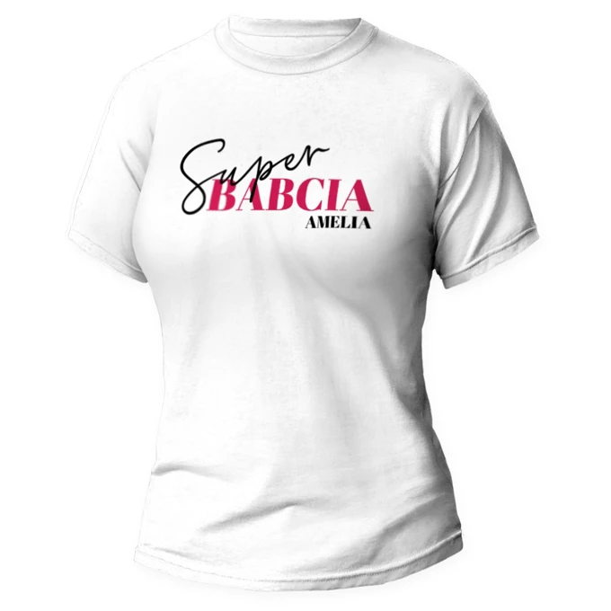 Koszulka dla babci z własnym nadrukiem napisem Super Babcia biała damska rozm. XXL