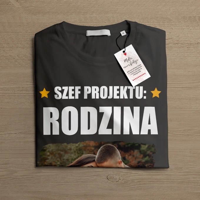Koszulka ze zdjęciem dla taty własny napis czarna męska na Dzień Taty