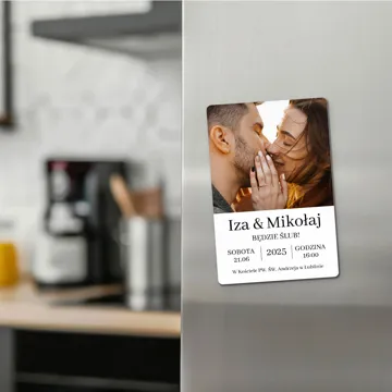 Zaproszenie ślubne ze zdjęciem magnes na lodówkę personalizacja zawiadomienie ślubne