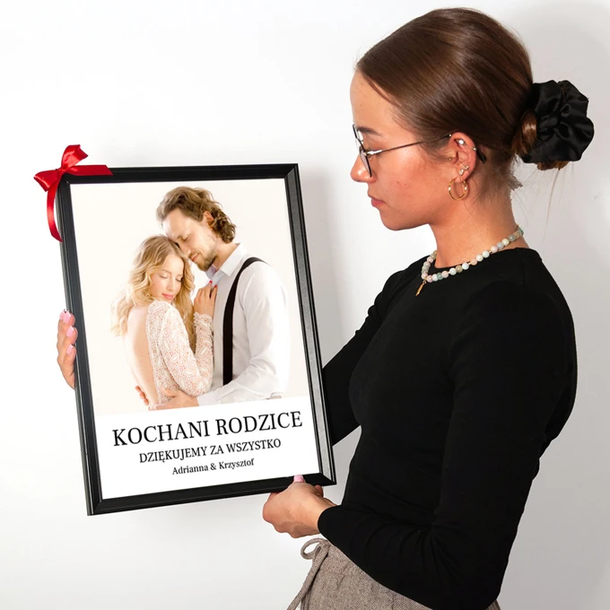 Podziękowania ślubne dla Rodziców plakat ze zdjęcia personalizacja tekstem 30x40 cm