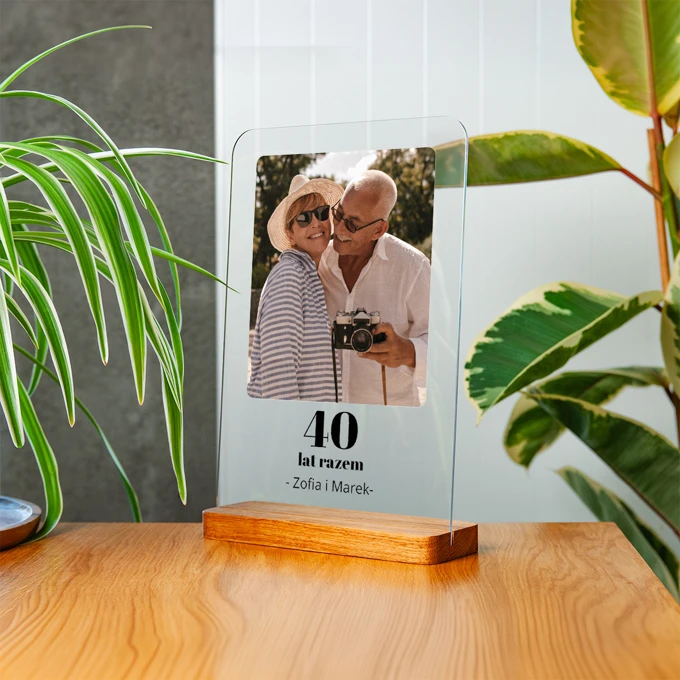 Statuetka ze zdjęciem prezent na rocznicę ślubu ramka ze zdjęciem na szkle akrylowym A4