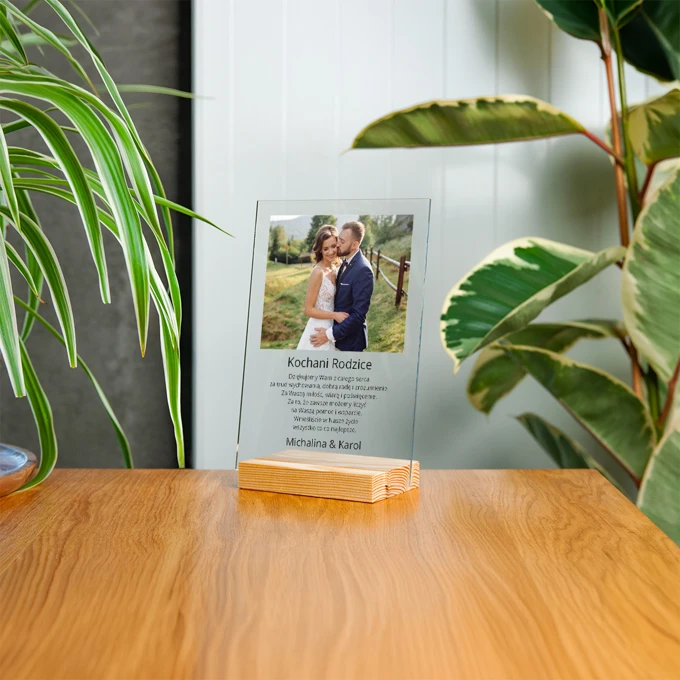 Statuetka ze zdjęciem na podziękowanie dla rodziców 15x21 cm