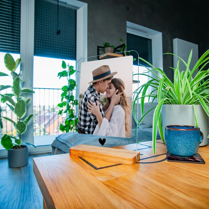 Ramka z Twoim zdjęciem na szkle akrylowym zdjęcie na szkle serce A4
