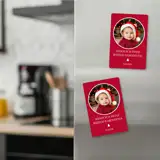 Świąteczny magnes z Twoim zdjęciem i tekstem 7x10 cm wykończenie matowe