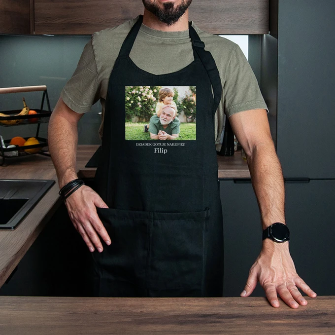 Fartuch kuchenny ze zdjęciem własnym nadrukiem dla Dziadka