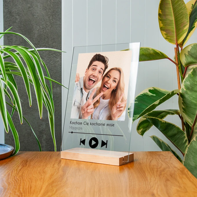 Personalizowana ramka plexi ze zdjęciem szkiełko music Spotify ulubiona piosenka A4