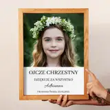 Podziękowanie dla Chrzestnego na Komunię obraz ze zdjęciem na płótnie w drewnianej ramie 30x40 cm