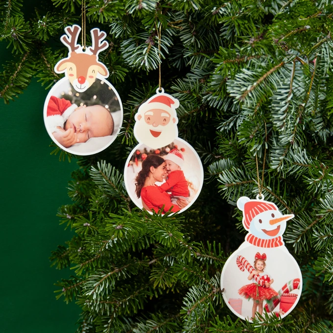 Zestaw 3 bombek akrylowych ze zdjęciem na choinkę