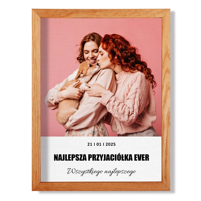 Prezent dla przyjaciółki na 18 urodziny wydruk zdjęcia na płótnie w drewnianej ramie personalizacja 30x40 cm