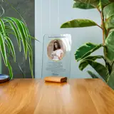 Akrylowe podziękowanie dla rodziców chrzestnych ramka ze zdjęciem z podstawką na komunię A5