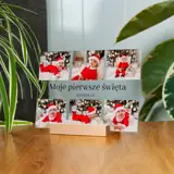 Pleksi z nadrukiem Moje Pierwsze Święta kolaż zdjęć własny tekst 21x15 cm