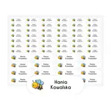 Naprasowanki dla przedszkolaka na ubrania z imieniem arkusz 58 sztuk pszczółka