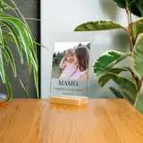 Prezent dla Mamy na Dzień Matki statuetka ze zdjęciem na szkle dedykacja 15x21 cm