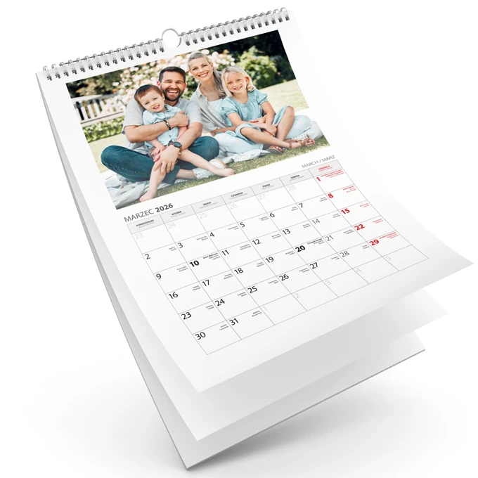 Kalendarz ścienny z Twoich zdjęć A4 terminarz na spirali