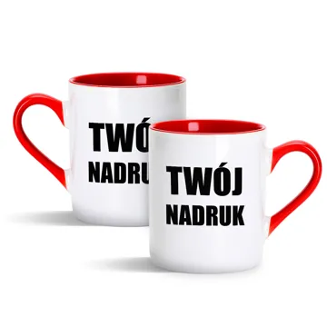 Kubek z własnym nadrukiem zdjęciem tekstem grafiką czerwony