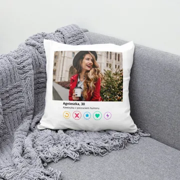 Poduszka ze zdjęciem profil na tinderze prezent na urodziny