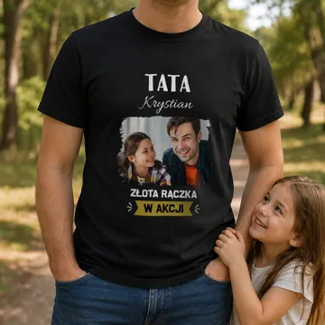 Koszulka ze zdjęciem i imieniem dla taty czarna męska