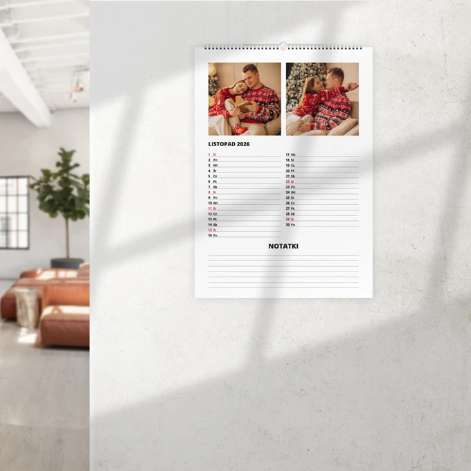 Fotokalendarz rodzinny notatnik wiszący A4 z Twoimi zdjęciami