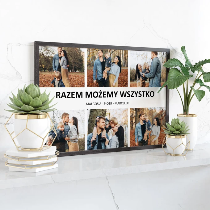 Plakat kolaż ze zdjęć Rodzina personalizacja imiona 50x70 cm
