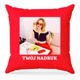 Poduszka z Twoim zdjęciem nadrukiem czerwona