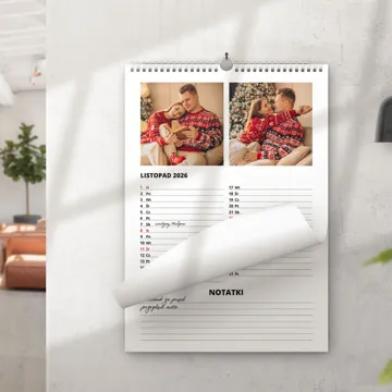 Fotokalendarz rodzinny notatnik wiszący A3 z Twoimi zdjęciami