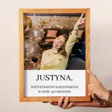 Prezent na 40 urodziny czterdziestkę personalizowany obraz ze zdjęcia w drewnianej ramie 30x40 cm