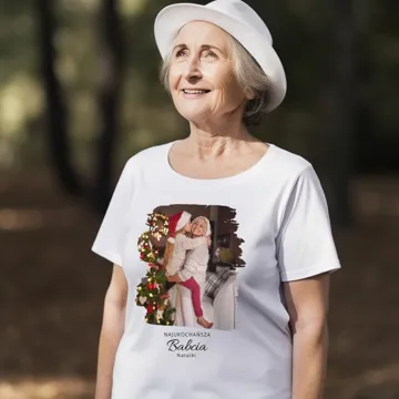 Koszulka ze zdjęciem na prezent świąteczny damska biała rozm. XL