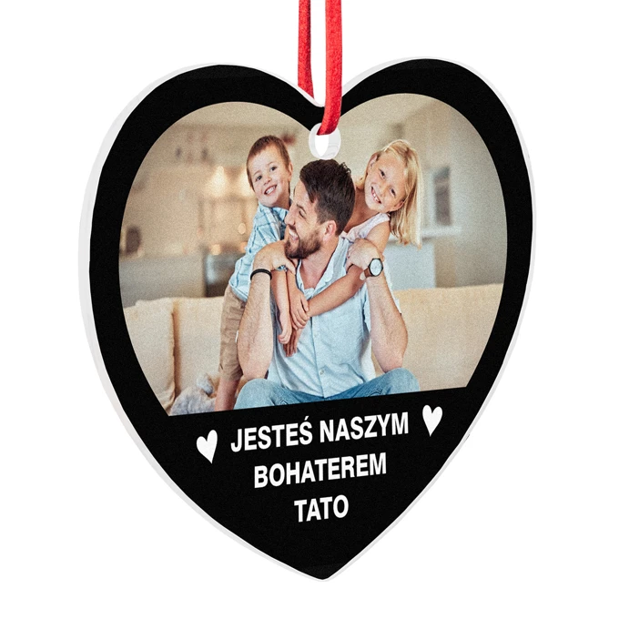Personalizowany upominek na Dzień Taty zawieszka do auta ze zdjęciem