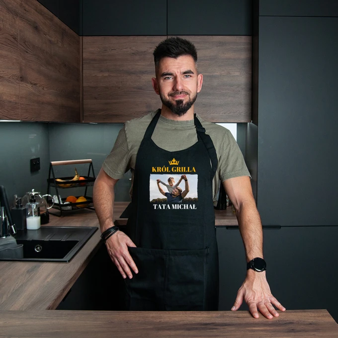 Personalizowany fartuch na grilla dla Taty ze zdjęciem i imieniem