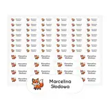 Etykiety na przybory szkolne imienne lisek arkusz 58 sztuk