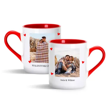 Kubek ze zdjęć na Walentynki dla zakochanych z imionami