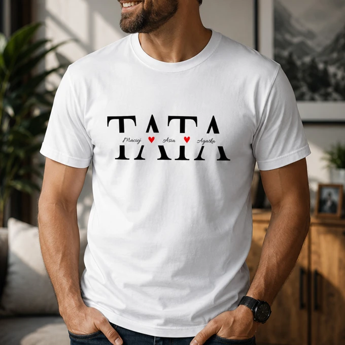 Personalizowana koszulka dla Taty na Dzień Taty z imionami dzieci