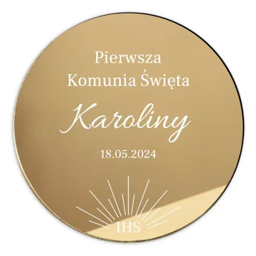 Magnes złota pleksa pamiątka komunii podziękowania dla gości z własnym tekstem