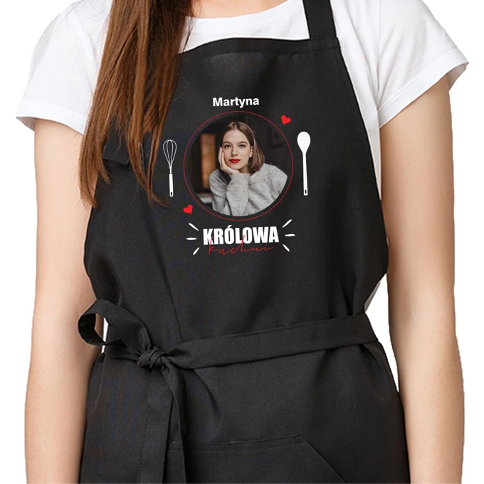 Fartuch z nadrukiem Twojego zdjęcia imienia personalizowany prezent dla Niej