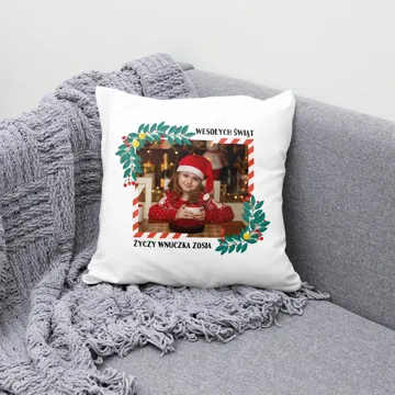 Poduszka z nadrukiem zdjęciem tekstem Świąteczna Girlanda