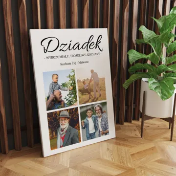 Obraz na płótnie kolaż ze zdjęć prezent na Dzień Dziadka dla Dziadka 40x60 cm