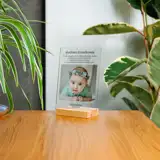 Podziękowania dla dziadków chrzestnych na chrzest od dziecka ramka ze zdjęciem na szkle akrylowym 15x21 cm