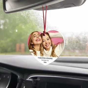 Zawieszka do auta ze zdjęciem i podpisem prezent na urodziny