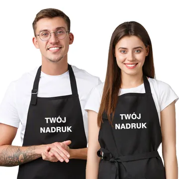 Fartuch kuchenny z Twoim nadrukiem czarny z tekstem logo