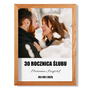 Prezent na 30 rocznicę ślubu ramka ze zdjęciem na płótnie w drewnianej ramie obraz 30x40 cm