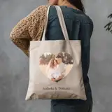 Bawełniana torba na prezent dla pary Twoje zdjęcie imiona