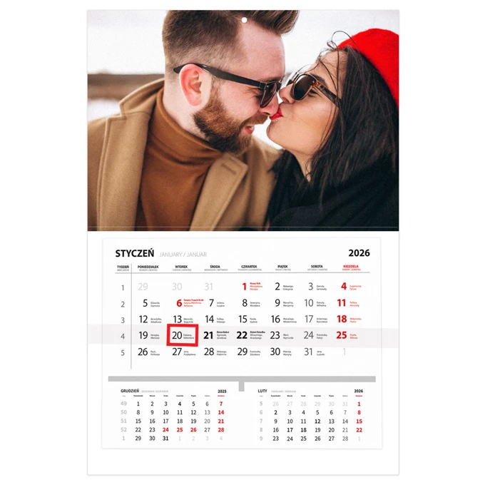 Fotokalendarz ścienny dla Pary prezent na Walentynki
