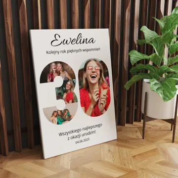 Obraz ze zdjęciem na płótnie kolaż zdjęć prezent na 30 urodziny 40x60 cm