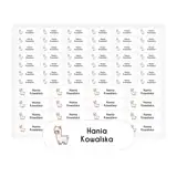 Naklejki imienne na odzież trwałe naprasowanki arkusz 58 sztuk lama